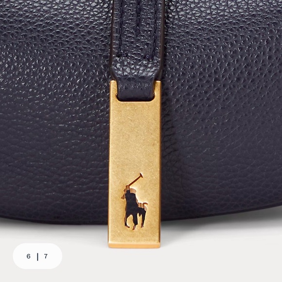 Ralph Lauren Polo ID Leather Mini Shoulder Bag Dark blue. Retail $498 - Picture 6 of 14